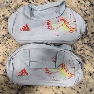 Adidas Light Gray and Red Mini Duffel Set